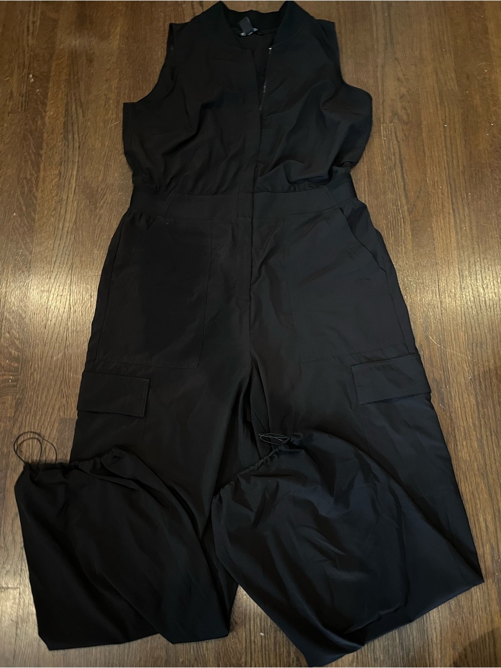 Athleta Black Bomber-Style Zip Jumpsuit